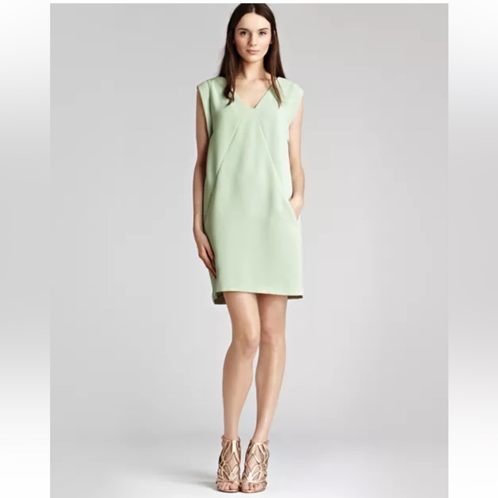 Reiss Mint Green V-Neck Mini Dress